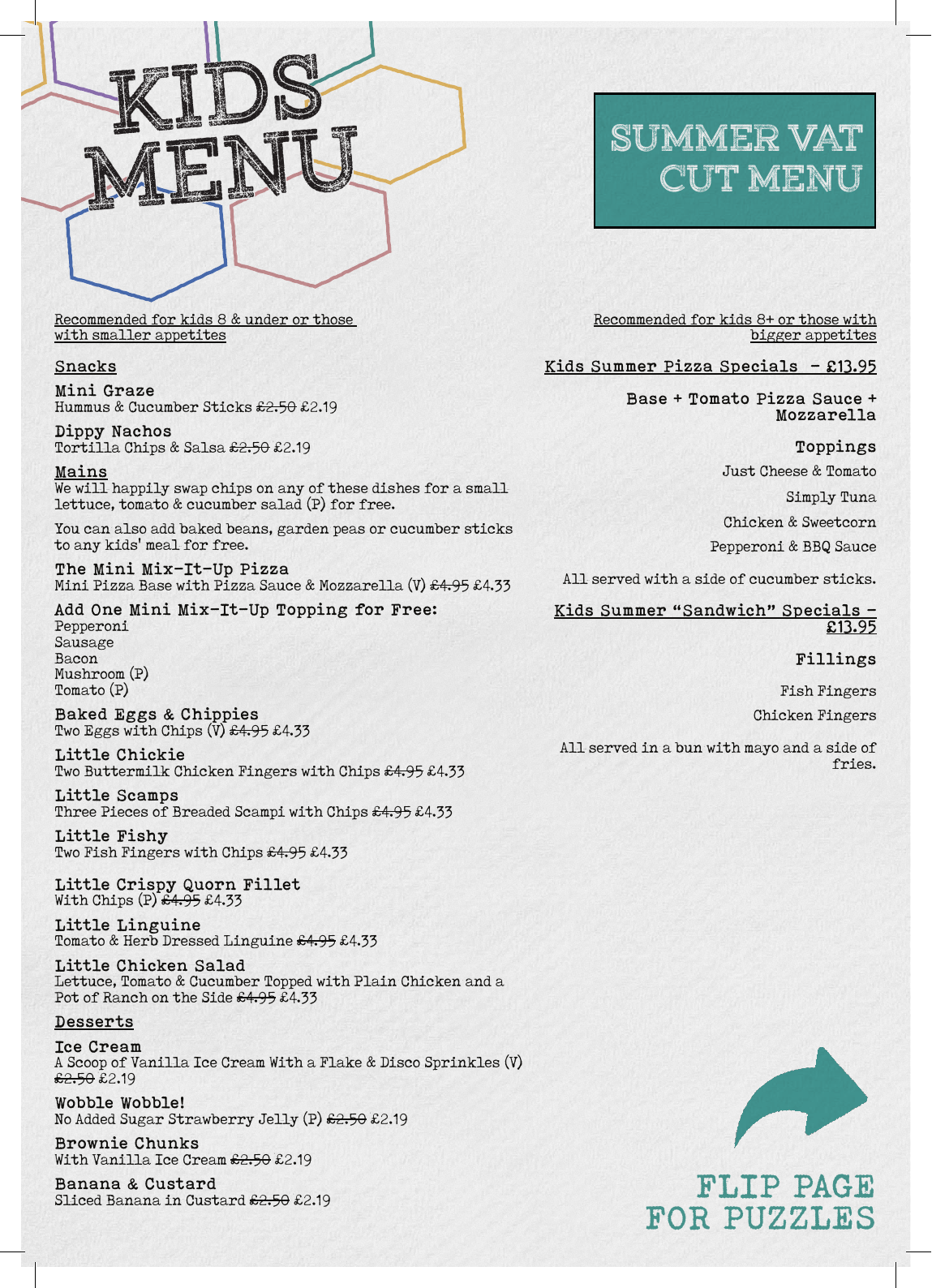 Summer Kids Menu